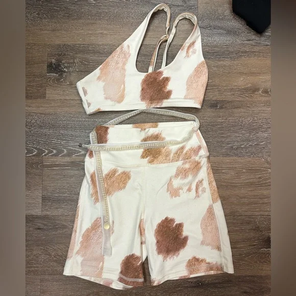 WeWoreWhat Pants Jumpsuits Weworewhat Cow Print Twopiece